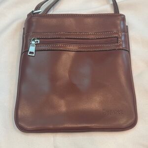 Stauer Men’s Leather Messenger Crossbody Bag in Dark Brown